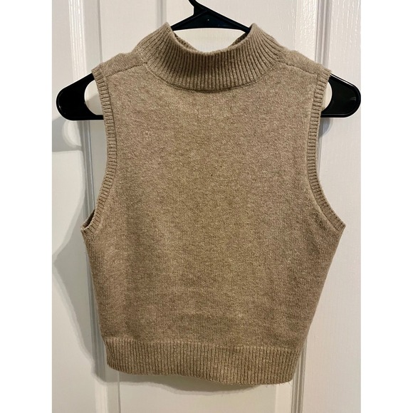 Stitches + Stripes Cropped Mock Neck Sweater Vest Small - Picture 5 of 7